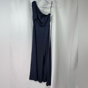 After Six Cassie One-Shoulder Fluid Satin Maxi Dress Midnight Navy S